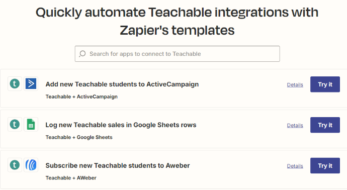 Zapier Integration with Teachable
