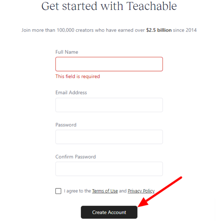 Create Your Teachable Account