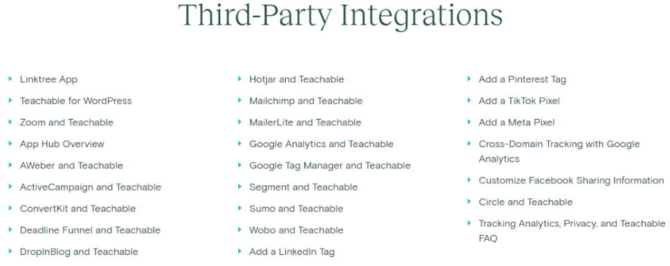 Teachable - Integration Capabilities